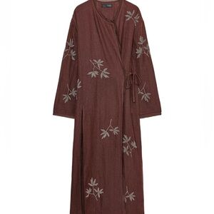 New Zara EMBROIDERED LINEN KIMONO ZW COLLECTION